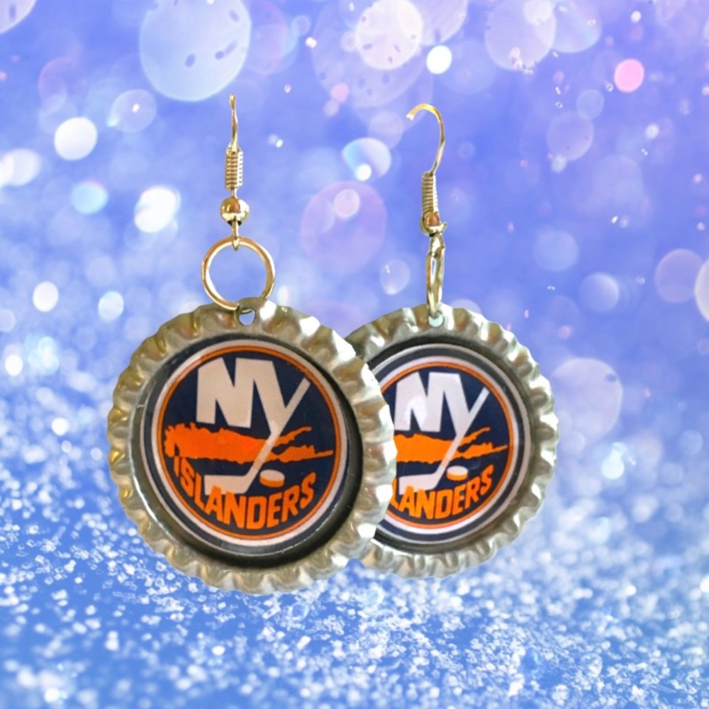 New York ISLANDERS Hockey Handmade Earrings *NEW*